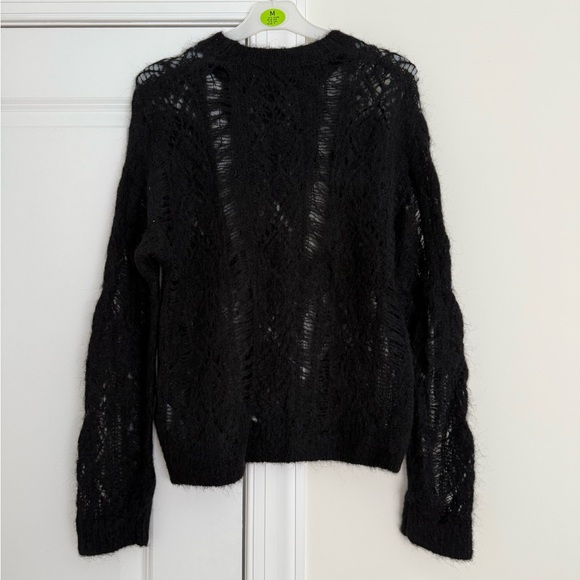 Zara Black Wool Open Knit Women's Sweater - Picture 2 of 7